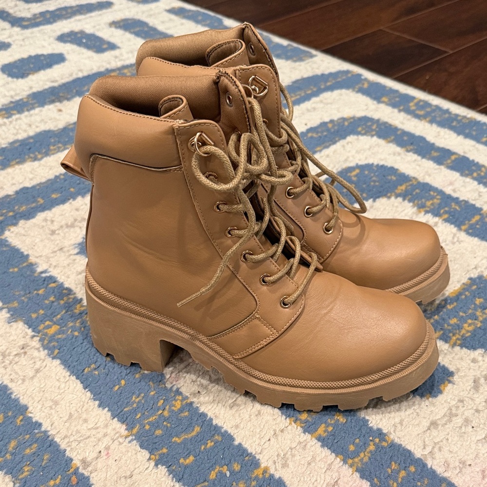 Qupid Tan Combat Boots